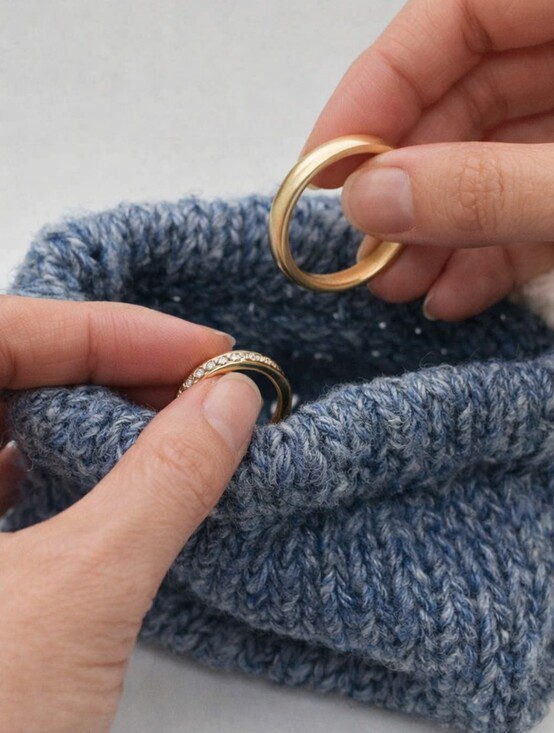 Other - Handmade Blue Knit Jewelry Travel Pouch – Women’s OS